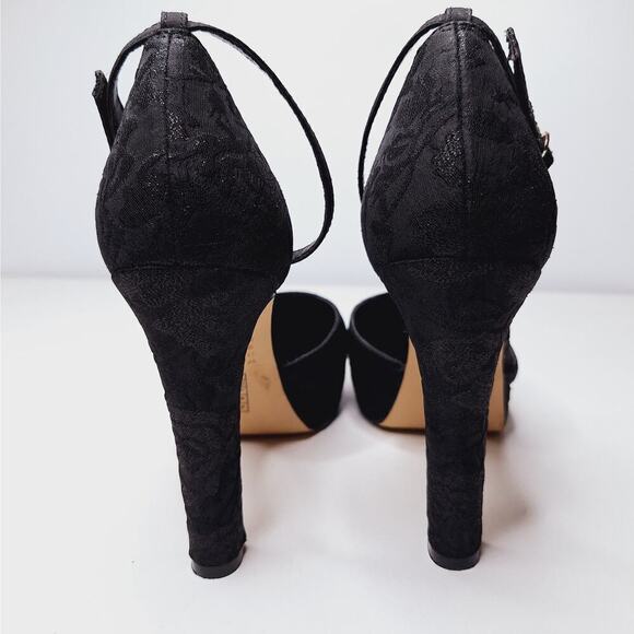 WHBM Jacquard Platform High Heels Ankle Strap Katrina Goth Whimsygoth 8 Black - Picture 12 of 15